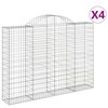 vidaXL Gabionen mit Hochbogen 4 Stk. 200x30x140/160cm Verzinktes Eisen