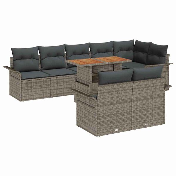 vidaXL Garten-Sofa-Set mit Kissen 9 pcs Grau