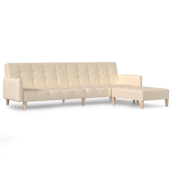 vidaXL Schlafsofa 2-Sitzer mit Fu&szlig;hocker Creme Stoff