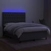 vidaXL Boxspringbett mit Matratze & LED Dunkelgrau 140x200 cm Stoff