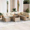 vidaXL 9-tlg. Garten-Sofagarnitur mit Kissen Beige Poly Rattan Akazie
