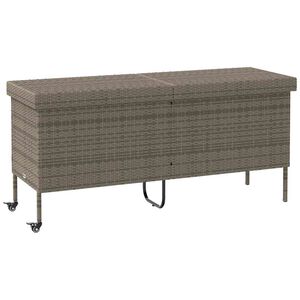 vidaXL Gartentruhe mit Rollen Grau 160x55x75 cm Poly Rattan