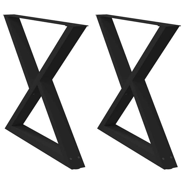 vidaXL Esstisch Beine 2 Stück Schwarz 90x(72-73,3) cm Stahl