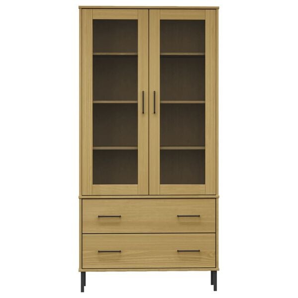 vidaXL B&uuml;cherschrank OSLO Metallbeine Braun 85x35x172,5 cm Massivholz