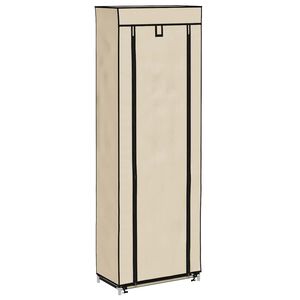 vidaXL Schuhschrank mit Abdeckung Cremewei&szlig; 57 x 29 x 162 cm Stoff