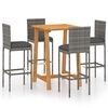 vidaXL 5-tlg. Gartenbar-Set mit Kissen Grau