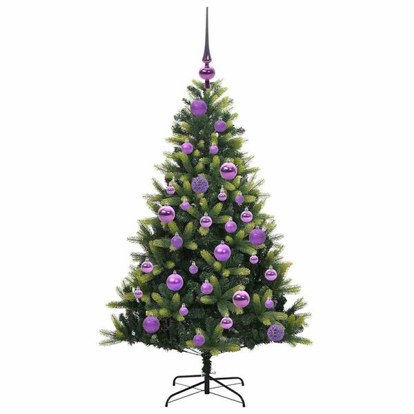 vidaXL K&uuml;nstlicher geflammter Weihnachtsbaum 150 LEDs Gr&uuml;n 120 cm