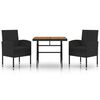 vidaXL 3-tlg. Garten-Essgruppe Poly Rattan Schwarz