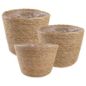 vidaXL Seegras Pflanzenk&ouml;rbe 3 pcs Natur &Oslash;26 x 19 cm 100% Seegras