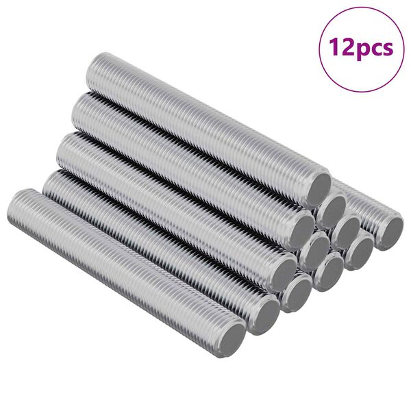 vidaXL Gewindestange 12 pcs Silber 8 x 55 mm Stahl