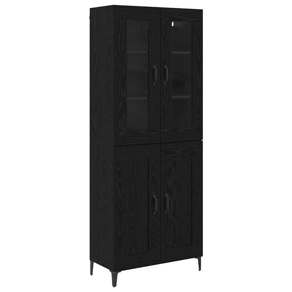 vidaXL Highboard Schwarz Eichen-Optik 69,5 x 34 x 180 cm Holzwerkstoff
