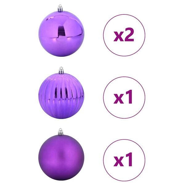 vidaXL Weihnachtsbaumschmuck Set XXL 4 pcs Lila Kunststoff