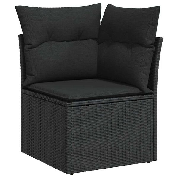 vidaXL Gartensofa-set mit Speicher 9 pcs Schwarz Poly-Rattan