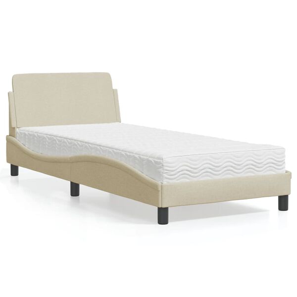 vidaXL Bett mit Matratze "Dover" Creme 90x190 cm Stoff