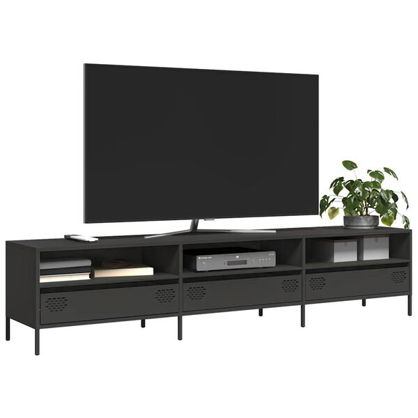 vidaXL TV-Schrank Schwarz 202x39x43,5 cm Kaltgewalzter Stahl