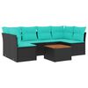 vidaXL 7-tlg. Garten-Sofagarnitur mit Kissen Schwarz Poly Rattan