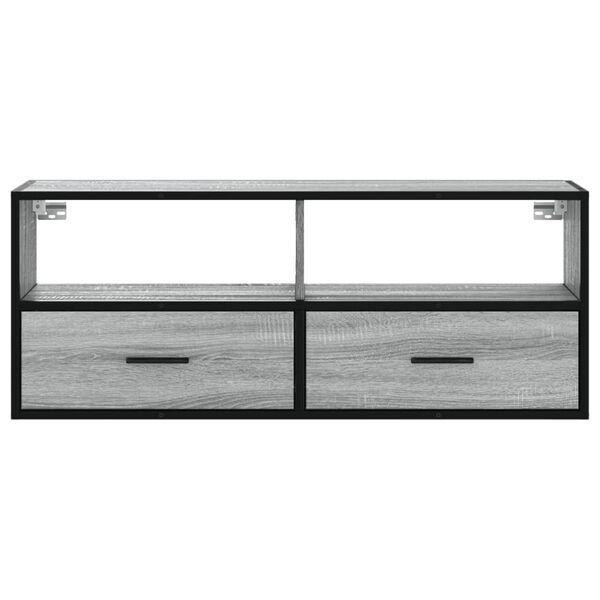 vidaXL TV-Schrank Grau Sonoma 100x31x39,5 cm Holzwerkstoff und Metall