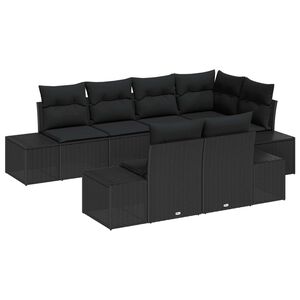 vidaXL Gartensofa-set mit Kissen 7 pcs Schwarz Poly-Rattan