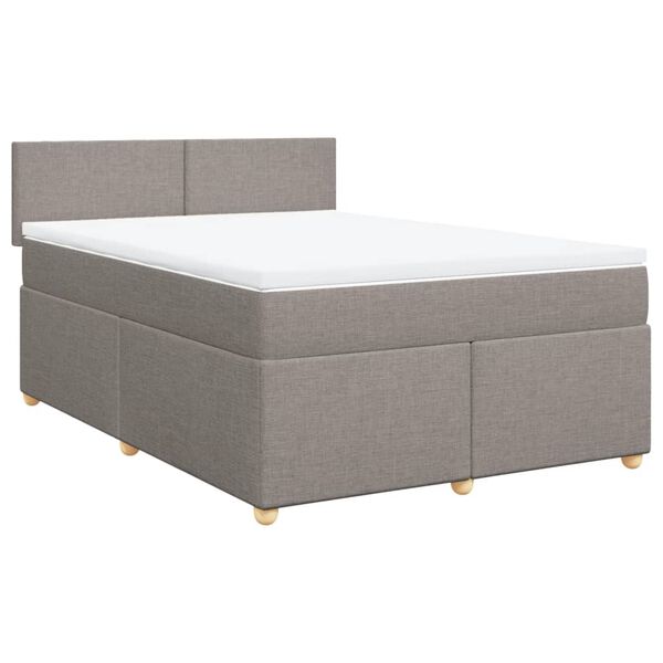 vidaXL Boxspringbett mit Matratze Taupe 140x200 cm Stoff