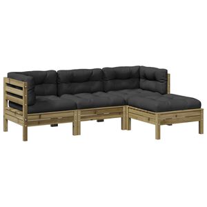 vidaXL 4-tlg. Garten-Sofagarnitur mit Kissen Kiefernholz Impr&auml;gniert