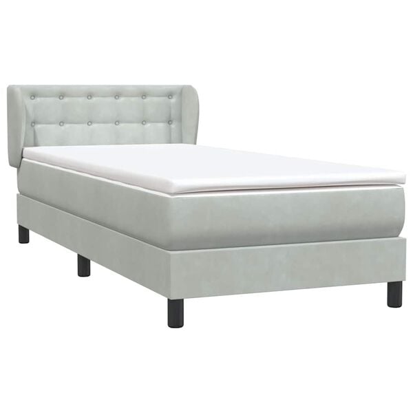 vidaXL Boxspringbett mit Matratze Hellgrau 80x210 cm Samt