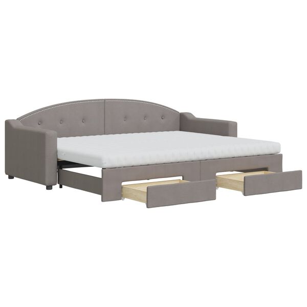 vidaXL Tagesbett Ausziehbar mit Schubladen Taupe 80x200 cm Stoff