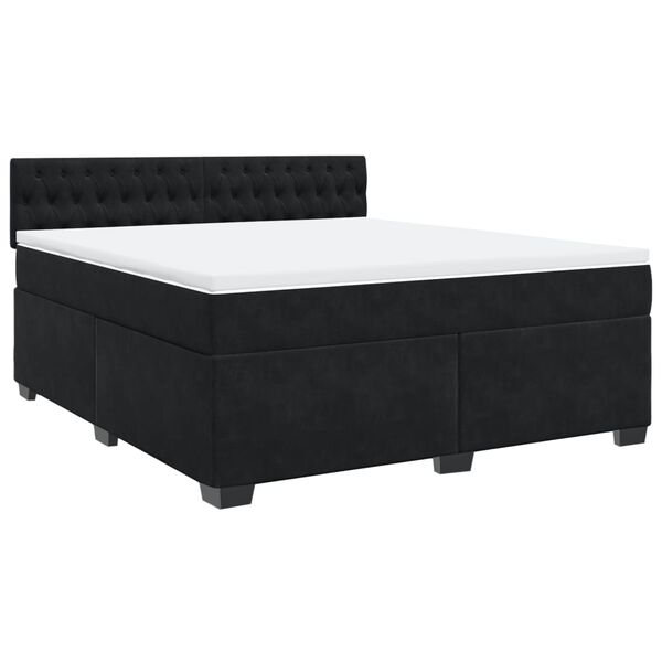 vidaXL Boxspringbett mit Matratze Schwarz 180x200 cm Samt