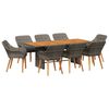 vidaXL Garten Essgruppe mit Kissen 9 pcs Grau Poly-Rattan
