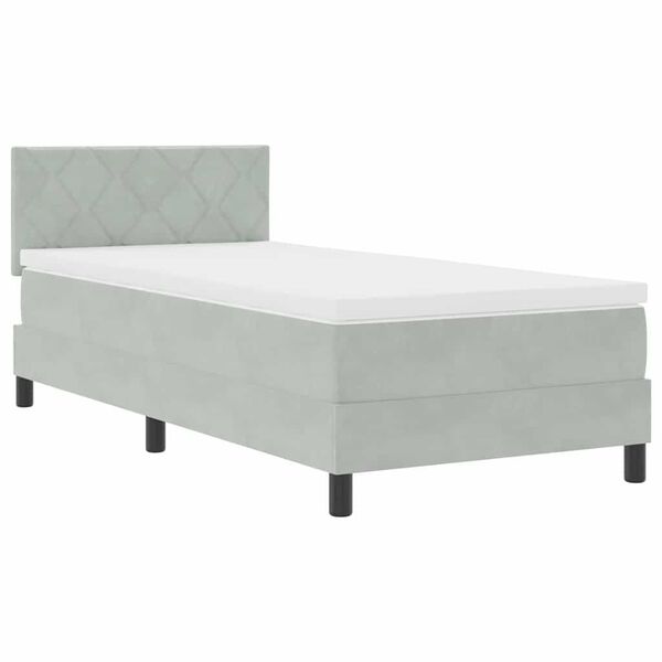 vidaXL Boxspringbett mit Matratze Hellgrau 100 x 200 cm Samt