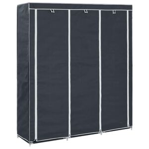 vidaXL Kleiderschrank mit F&auml;chern Stangen Schwarz 150x45x175cm Stoff