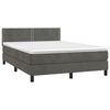 vidaXL Boxspringbett mit Matratze & LED Dunkelgrau 140x200 cm Samt