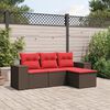 vidaXL 4-teiliges Gartensofa-Set mit Kissen, braun, Polyrattan