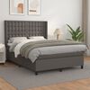 vidaXL Boxspringbett mit Matratze Grau 140x190 cm Kunstleder