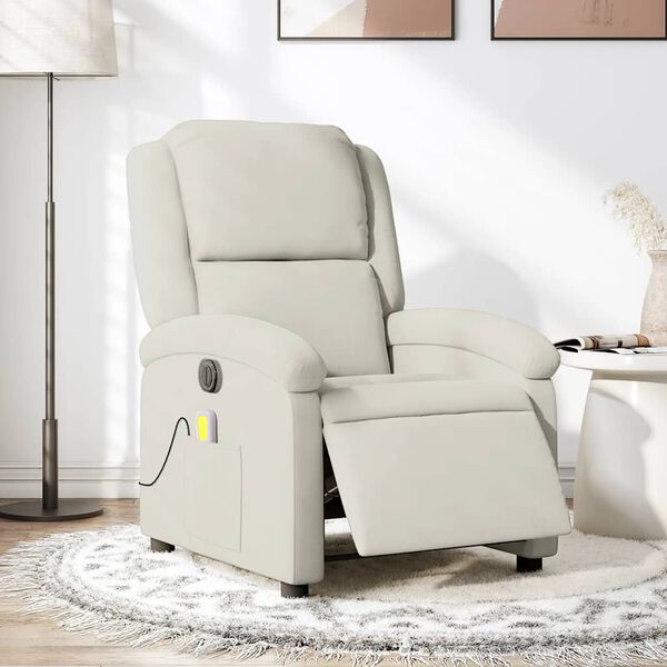 vidaXL Massagesessel Elektrisch Creme Samt