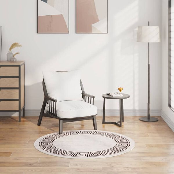 vidaXL Teppich Waschbar &phi;120 cm Hellbeige Rutschfest