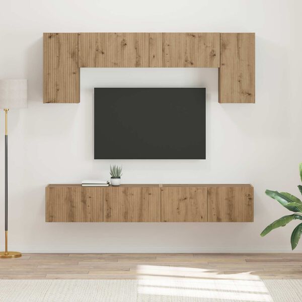 vidaXL TV-Schrankset Wandmontiert 5 pcs Altholz Holzwerkstoff