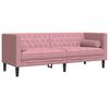 vidaXL Chesterfield-Sofa mit Nackenrollen 3-Sitzer Rosa Samt