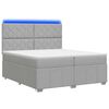 vidaXL LED Boxspringbett mit Matratze Hellgrau 200 x 200 cm Stoff