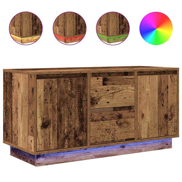 vidaXL TV-Schrank mit LED-Leuchten Altholz-Optik 100x41x50 cm