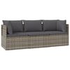 vidaXL 3-tlg. Garten-Lounge-Set mit Kissen Grau Poly Rattan