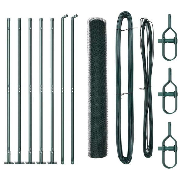 vidaXL Zaunpfosten Gr&uuml;n 10 x 0,8 m (25 mm Masche) Stahl und PVC
