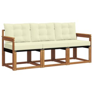 vidaXL Outdoor-Sofagarnitur mit Kissen 3 pcs Natur und Creme