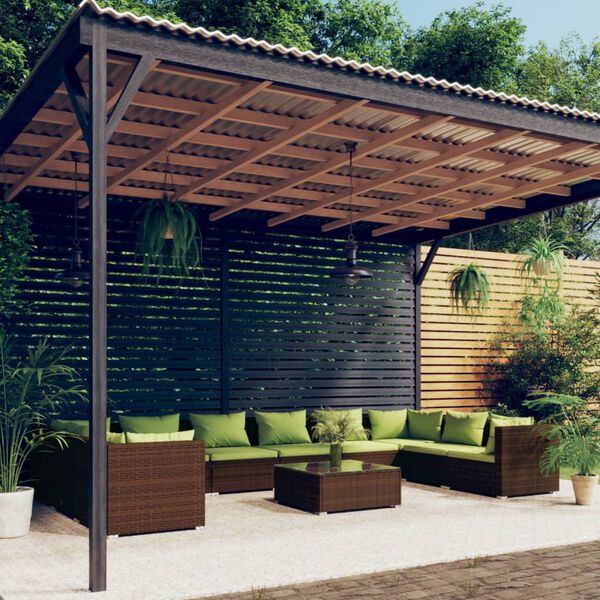 vidaXL 11-tlg. Garten-Lounge-Set mit Kissen Poly Rattan Braun