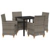 vidaXL Garten Essgruppe 5 pcs Grau Poly-Rattan