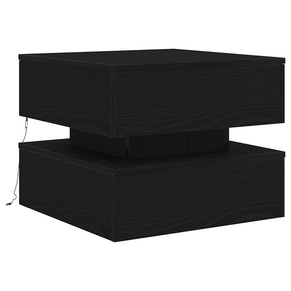 vidaXL Couchtisch mit LED-Leuchten Schwarz Eichen-Optik 50x50x40 cm
