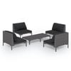 vidaXL 5-tlg. Garten-Lounge-Set mit Kissen Poly Rattan Dunkelgrau