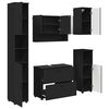 vidaXL Badezimmerm&ouml;bel-Set mit T&uuml;r 5 pcs Schwarz Sperrholz und Metall