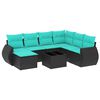 vidaXL 8-teiliges Gartensofa-Set mit Kissen, schwarzes Polyrattan