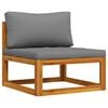 vidaXL Modular-Mittelsofa mit Dunkelgrauen Kissen Akazie Massivholz