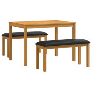 vidaXL Essgruppe 3 stk. Schwarz Massivholz Eiche